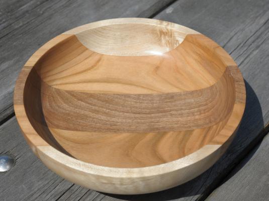 Round Britain Bowl. Built up from a sandwich of English walnut, Scottish cherry and Welsh sycamore.